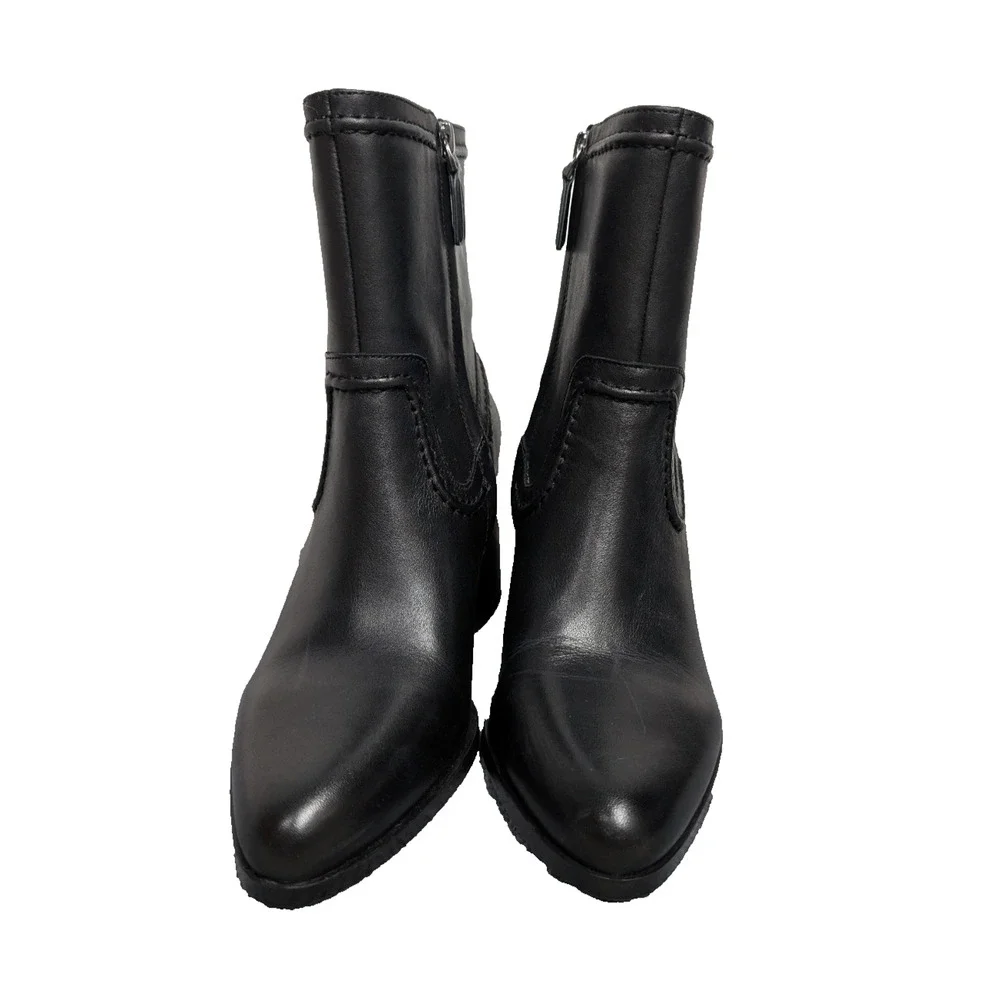 Vince Camuto Leather Bootie Heels Womens 7.5 Capsule Wardrobe Black VC Pailey